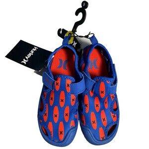 Hurley Kona-T Toddler Water Shoes Size 9 Blue & Red Closed Toe Hook & Loop Close